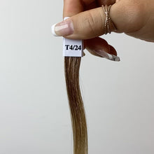 Cargar y reproducir el video en el visor de la galería, Brown to Blonde Ombre Hand Tied Weft Hair Extensions T4/24
